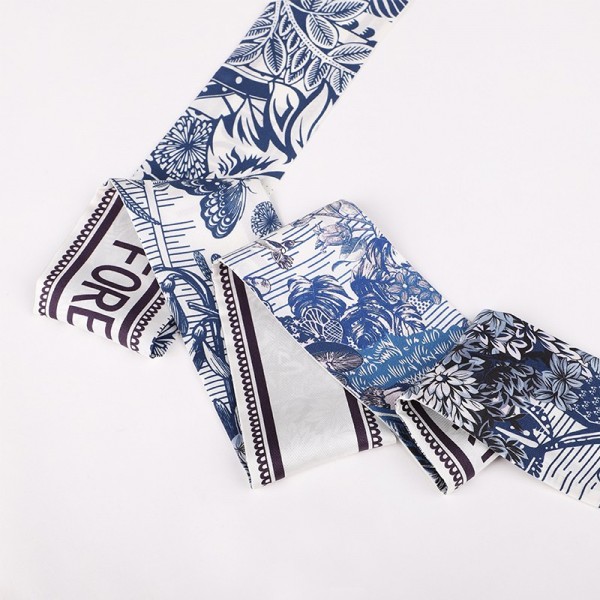 Foulard bandeau soie Royaume bleu