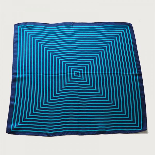 Petit foulard soie Ondes bleu