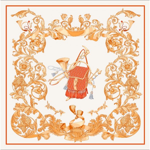 Foulard en Soie Femme Orange 90cm ★ Nomade