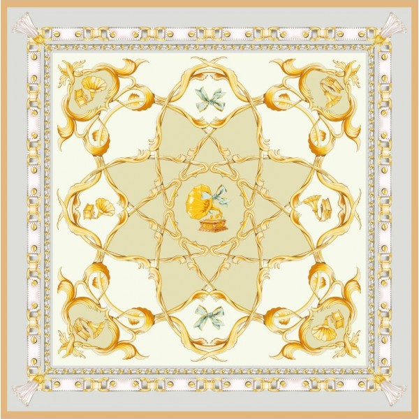 Foulard en Soie Femme Ecru Doré 90cm ★ Adagio