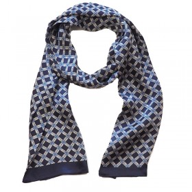 Eharpe homme en soie carreaux - bleu - Au Nom de la Soie