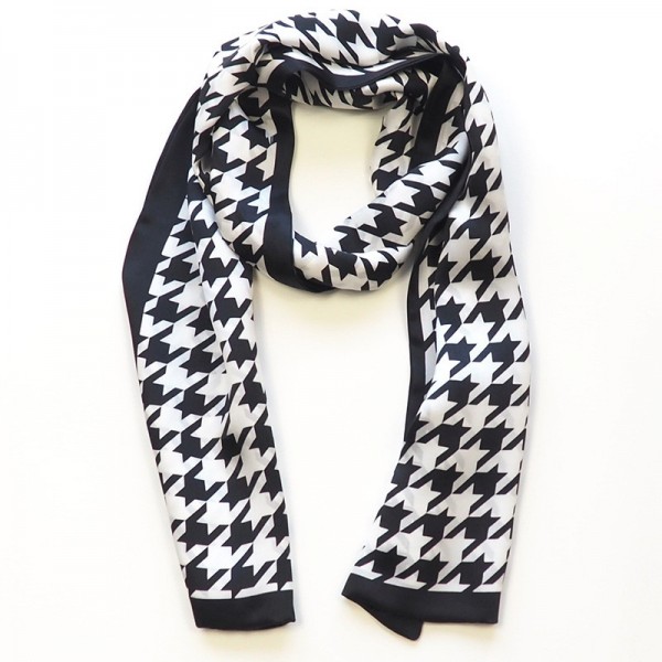 Foulard-Echarpe homme en soie motifs pied-de-poule