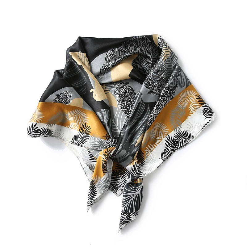 Foulard en Soie Femme Noir Doré★ Féline