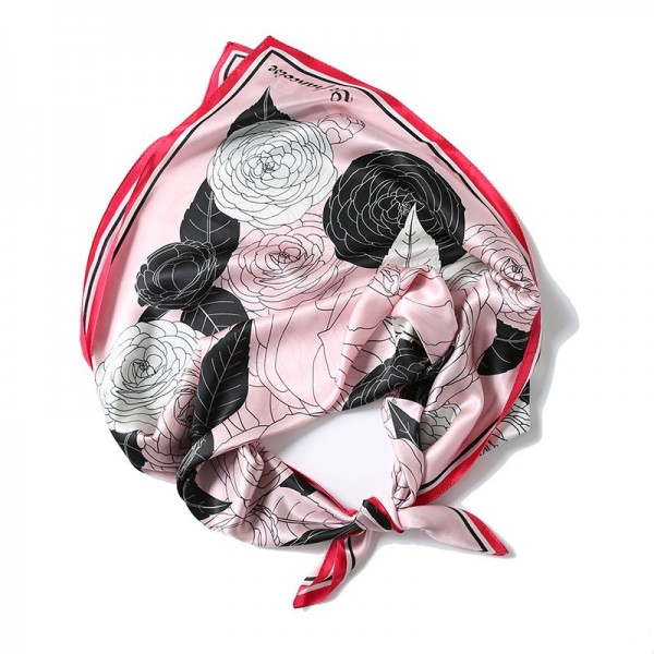 Foulard en Soie Femme Rose Noir ★ Délice