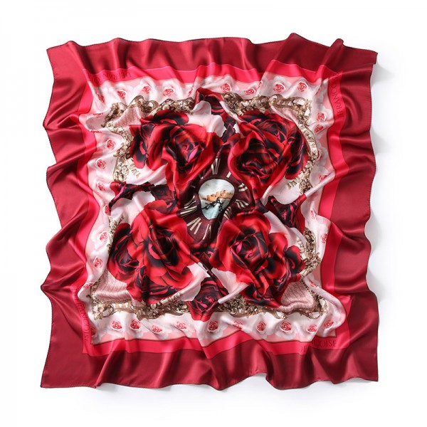 Grand Foulard en Soie Femme Rouge ★ Rosine