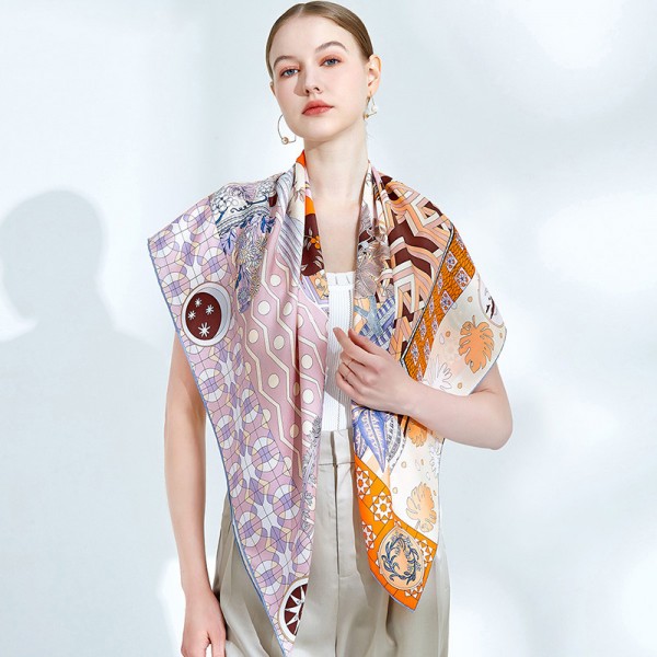 Grand Foulard en Soie Femme Orange ★ Triomphe