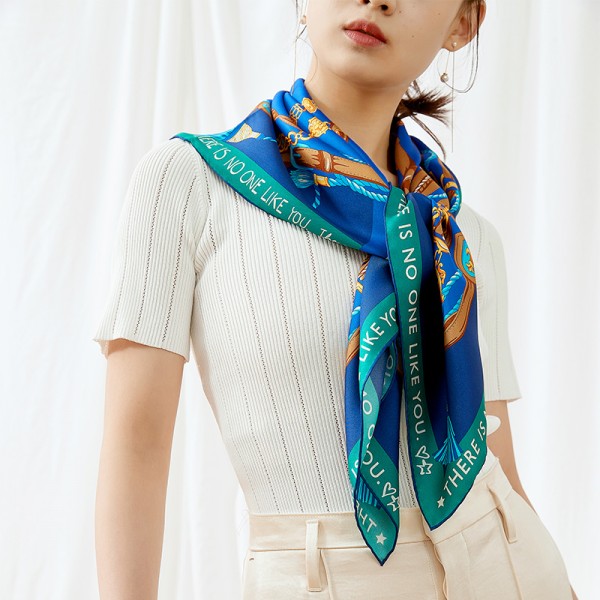 Foulard en Soie Femme Bleu Vert ★ Victoria