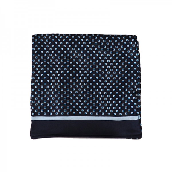 Foulard Homme Soie Cube Bleu