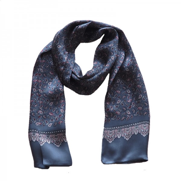 Foulard homme soie Cashmire gris