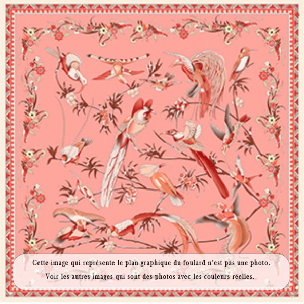 Foulard en Soie Femme Rose Corail ★ Tiya