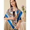 Grand Foulard Soie Femme Bleu ★ Rania