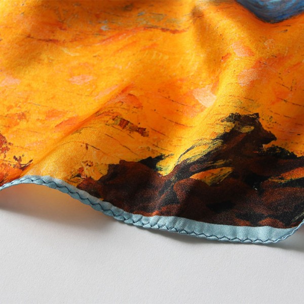 Petit Foulard Soie Femme Bleu Orange★ Natacha