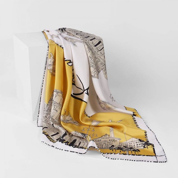 Foulard en Soie Femme Jaune ★ ROMA