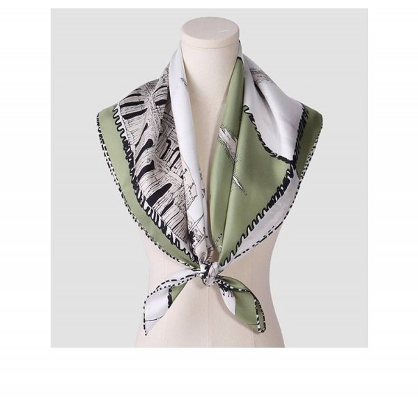 Foulard en Soie Femme Herbe Gris Vert★ ROMA