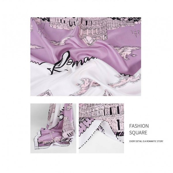 Foulard en Soie Femme Violet★ ROMA