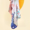 Foulard en Soie imprimée double face Femme Bleu★ LAC