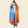 Echarpe en Soie Femme Bleu Orange ★ Lyana