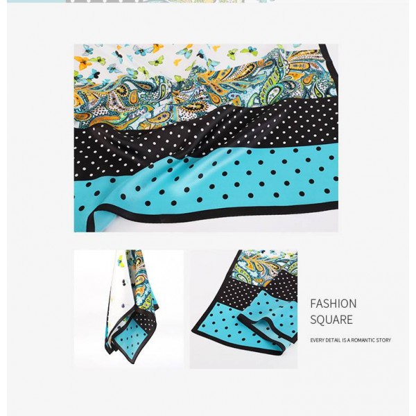 Petit Foulard Soie Femme Bleu ★ Lucie