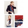 Grand Foulard en Soie Femme Bleu Rouge★ Amber