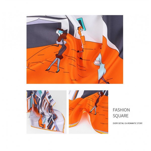 Foulard en Soie Femme Orange  ★ Ville