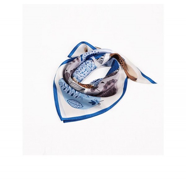 Petit Foulard en Soie Femme Bleu★ ANNA