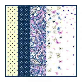 Petit Foulard en Soie pour Femme ★ Rêves de Papillons et Parfums en violet