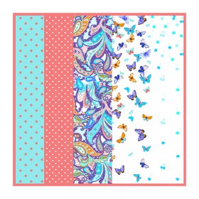 Petit Foulard en Soie pour Femme ★ Rêves de Papillons et Parfums dans la Couleur Rose Damascène Claire