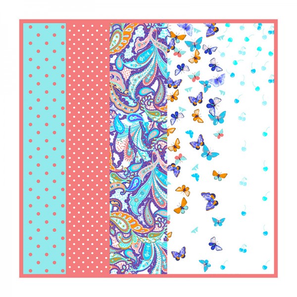 Petit Foulard en Soie pour Femme ★ Rêves de Papillons et Parfums dans la Couleur Rose Damascène Claire
