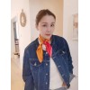Petit Foulard en Soie pour Femme ★ Fantaisie des Orange et Rouge Paisley