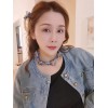 Petit Foulard en Soie pour Femme ★ Motifs Magnifiques en Bleu et Brun Paisley