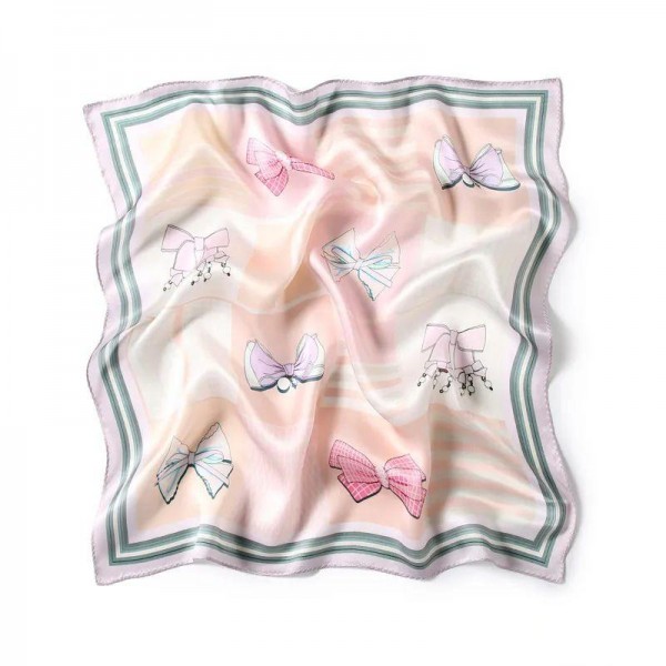 Petit Foulard en Soie pour Femme ★ Nœuds Papillon du Rêve Rose