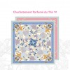 Petit Foulard en Soie pour Femme ★ Chuchotement Parfumé du Thé aux tons violet et vert
