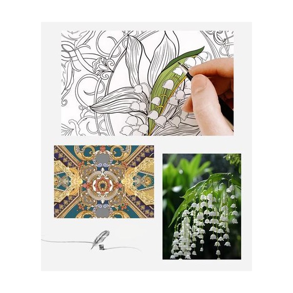 Petit Foulard en Soie pour Femme ★ Ballade de Muguet dans la gamme de vert et d’orange