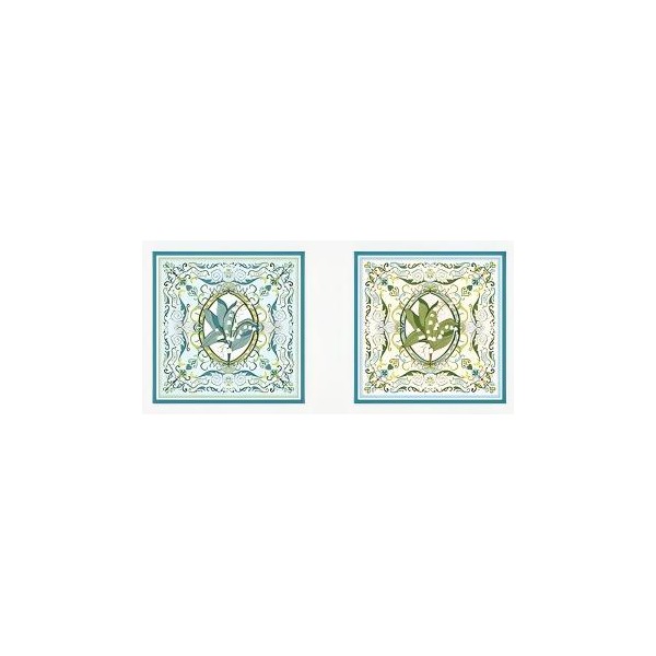 Petit Foulard en Soie pour Femme ★ Ballade de Muguet dans la gamme de vert et d’orange