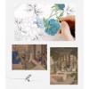 Foulard en soie pour femme ★ Promenade des Dames aux Fleurs Éternelles au ton jaune-vert