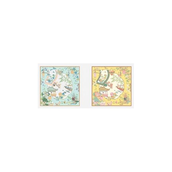 Foulard en soie pour femme ★ Promenade des Dames aux Fleurs Éternelles au ton jaune-vert