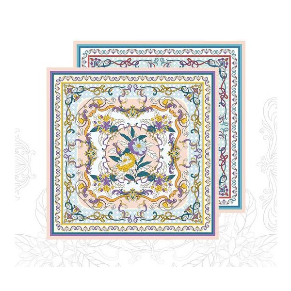 Foulard en soie pour femme ★ Le temps du langage des fleurs aux tons jaune et violet