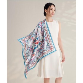 Foulard en soie pour femme ★ Le temps du langage des fleurs aux tons jaune et violet
