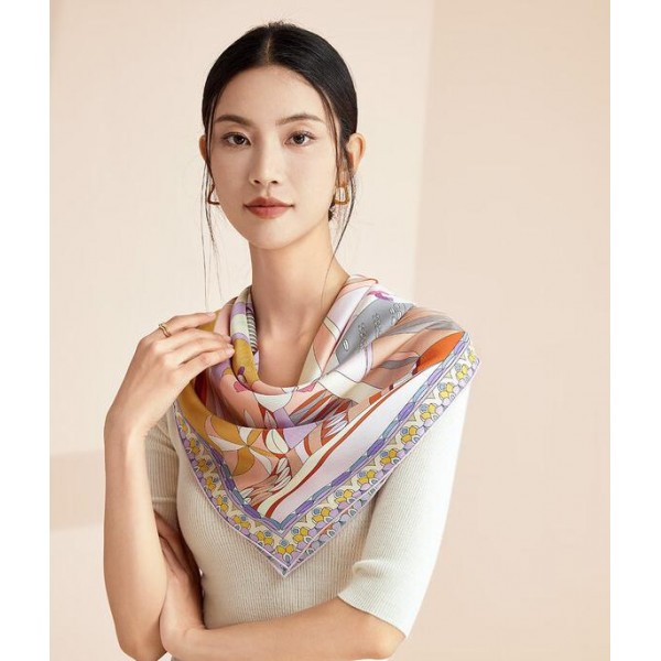 Foulard en soie pour femme ★ Réunion du Thé à Sept Feuilles