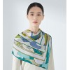 Foulard en soie pour femme ★ Rythme poétique des couleurs pastels aux tons bleu et violet