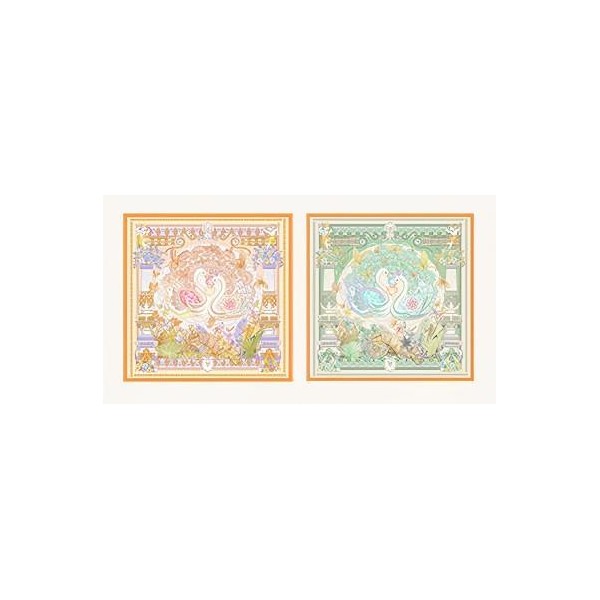 Foulard en soie pour femme ★ Le Lac des Cygnes en rose et vert