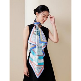 Foulard en soie pour femme ★ L'Esthétique de la vie en bleu et vert