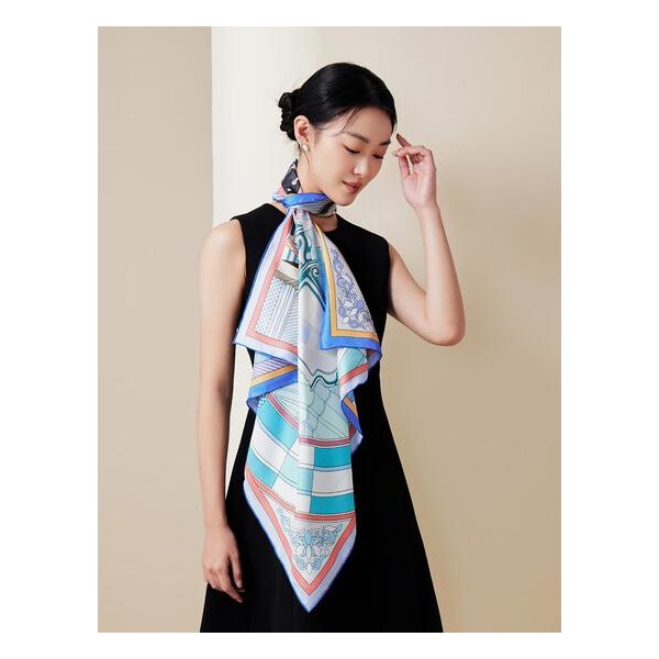Foulard en soie pour femme ★ L'Esthétique de la vie en bleu et vert