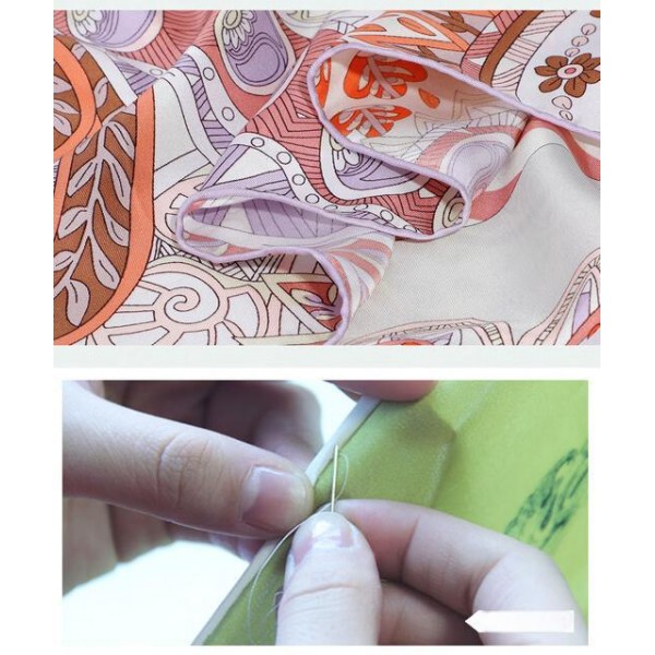 Foulard en soie pour femme ★ Le Jardin de Léa en rose-violet
