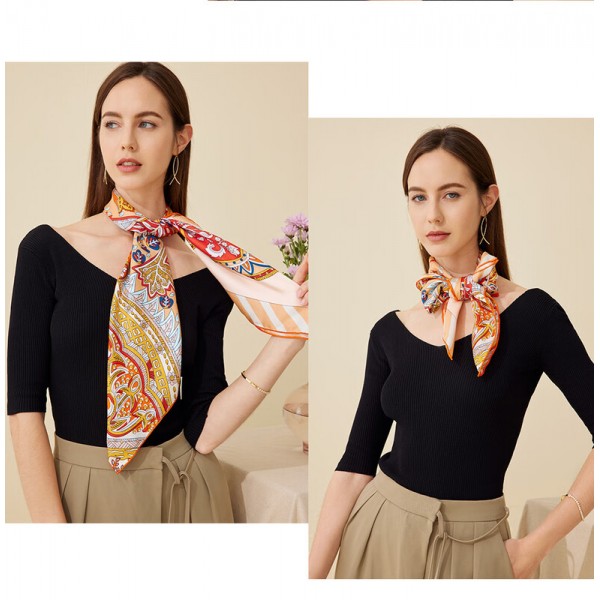 Foulard en soie pour femme ★ Le Jardin de Léa en doré