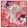 Grand Foulard en Soie Femme ★ Voyages de fleurs en rouge cerise