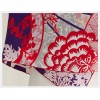 Grand Foulard en Soie Femme ★ Voyages de fleurs en rouge cerise
