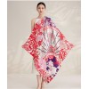 Grand Foulard en Soie Femme ★ Voyages de fleurs en rouge cerise