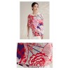 Grand Foulard en Soie Femme ★ Voyages de fleurs en rouge cerise