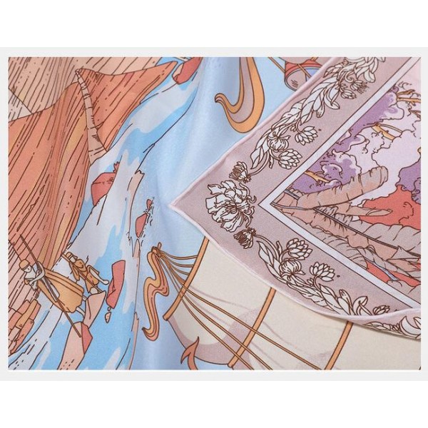 Grand Foulard en Soie Femme ★ Voile sur l’océan